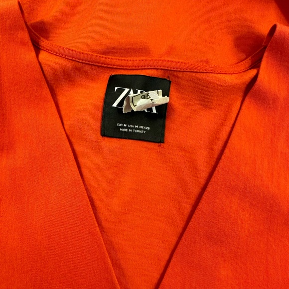 Zara Orange V-Neck Casual Dress - Picture 7 of 9